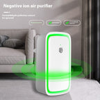 Negative ion air purifier in a living room setting with green light effects