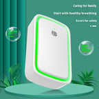 White electronic device with green accents on a teal background, featuring text about family care and safety.
