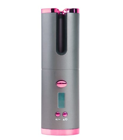 Gray and pink electronic device on a white background