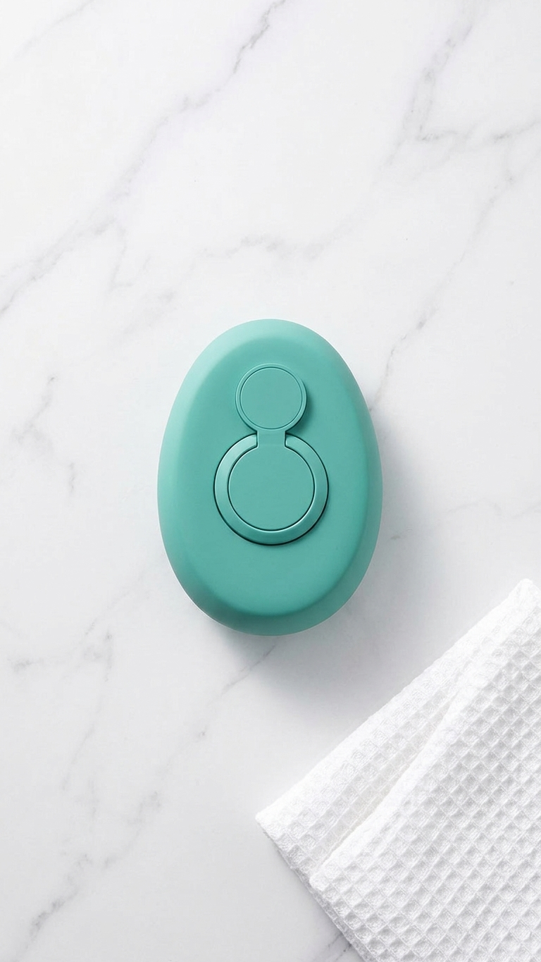 Turquoise silicone ring on a white textured surface